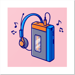 Music Player Cassete Tape Cartoon Posters and Art